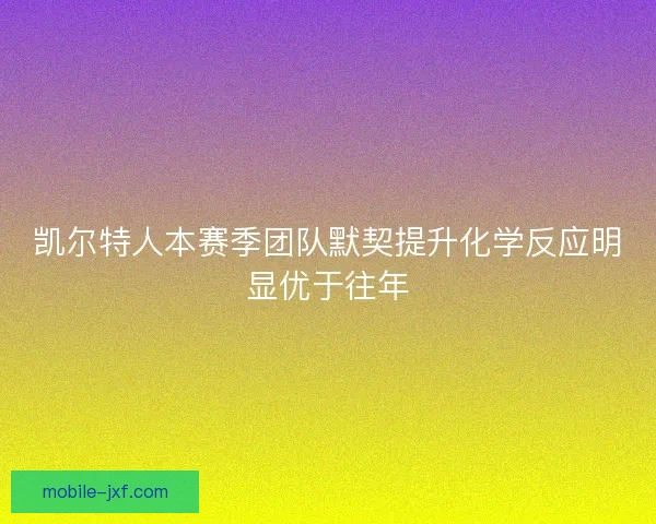 凯尔特人本赛季团队默契提升化学反应明显优于往年